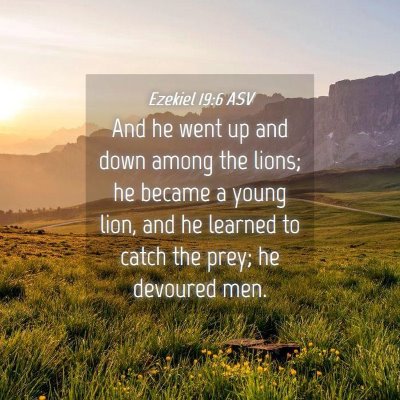 Picture 04 - Ezekiel 19:6 ASV - And he went up and down among the lions; he - Bible Verse Picture