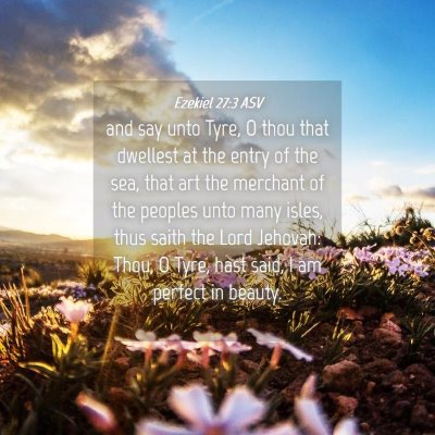 Picture 04 - Ezekiel 27:3 ASV - and say unto Tyre, O thou that dwellest at the - Bible Verse Picture