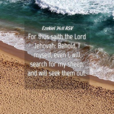 Picture 04 - Ezekiel 34:11 ASV - For thus saith the Lord Jehovah: Behold, I - Bible Verse Picture