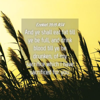 Picture 04 - Ezekiel 39:19 ASV - And ye shall eat fat till ye be full, and drink - Bible Verse Picture