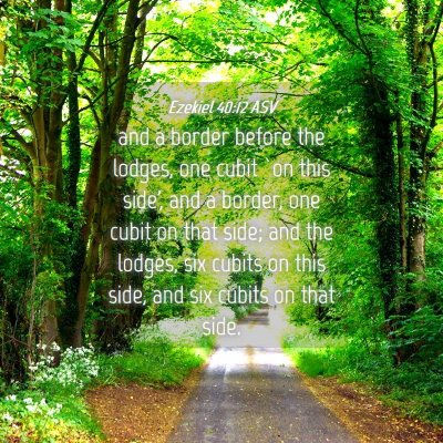 Picture 04 - Ezekiel 40:12 ASV - and a border before the lodges, one cubit `on - Bible Verse Picture