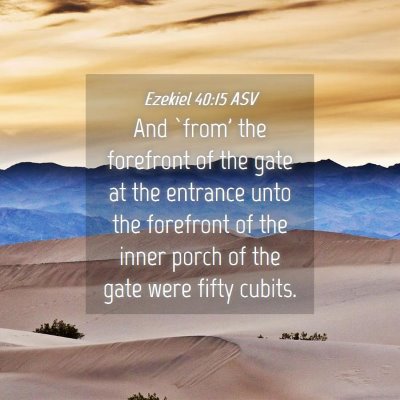 Picture 04 - Ezekiel 40:15 ASV - And `from' the forefront of the gate at the - Bible Verse Picture