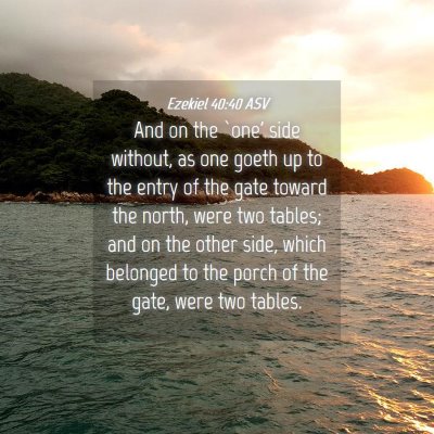 Picture 04 - Ezekiel 40:40 ASV - And on the `one' side without, as one goeth up to - Bible Verse Picture