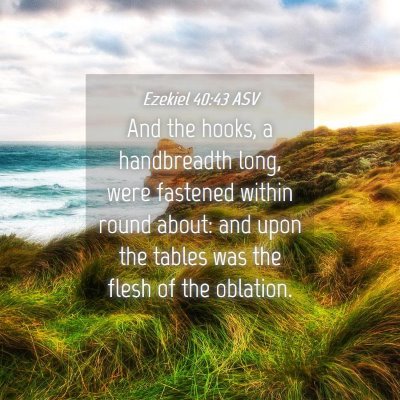 Picture 04 - Ezekiel 40:43 ASV - And the hooks, a handbreadth long, were fastened - Bible Verse Picture