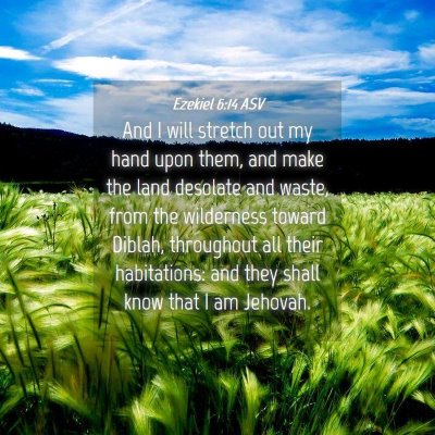 Picture 04 - Ezekiel 6:14 ASV - And I will stretch out my hand upon them, and - Bible Verse Picture