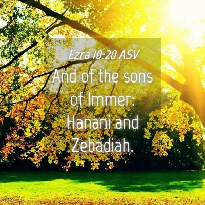 Picture 04 - Ezra 10:20 ASV - And of the sons of Immer: Hanani and - Bible Verse Picture