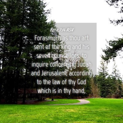 Picture 04 - Ezra 7:14 ASV - Forasmuch as thou art sent of the king and his - Bible Verse Picture