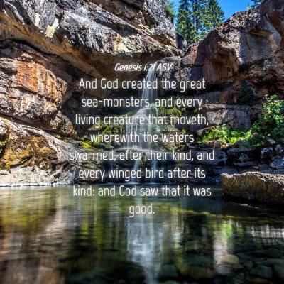 Picture 04 - Genesis 1:21 ASV - And God created the great sea-monsters, and every - Bible Verse Picture