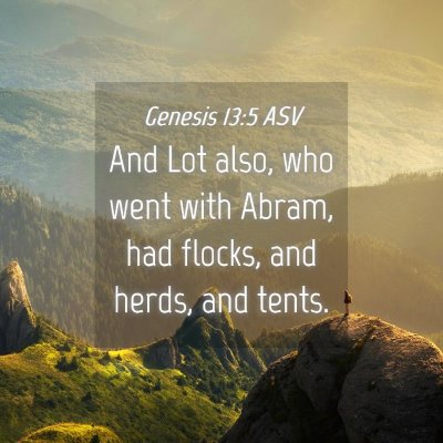 Picture 04 - Genesis 13:5 ASV - And Lot also, who went with Abram, had flocks, - Bible Verse Picture