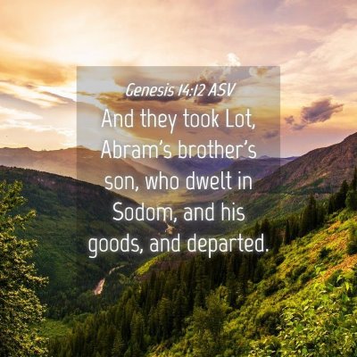 Picture 04 - Genesis 14:12 ASV - And they took Lot, Abram's brother's son, who - Bible Verse Picture