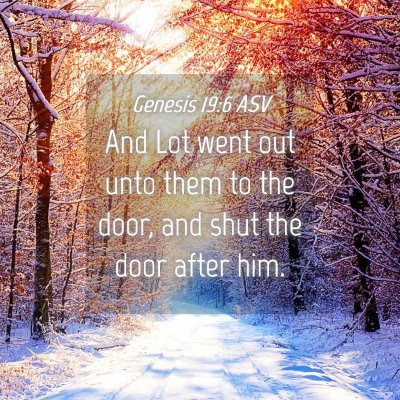 Picture 04 - Genesis 19:6 ASV - And Lot went out unto them to the door, and shut - Bible Verse Picture