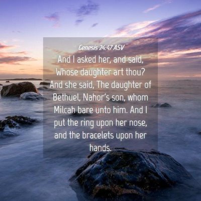 Picture 04 - Genesis 24:47 ASV - And I asked her, and said, Whose daughter art - Bible Verse Picture