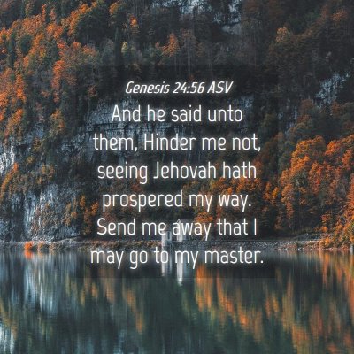 Picture 04 - Genesis 24:56 ASV - And he said unto them, Hinder me not, seeing - Bible Verse Picture