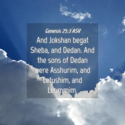 Picture 04 - Genesis 25:3 ASV - And Jokshan begat Sheba, and Dedan. And the sons - Bible Verse Picture