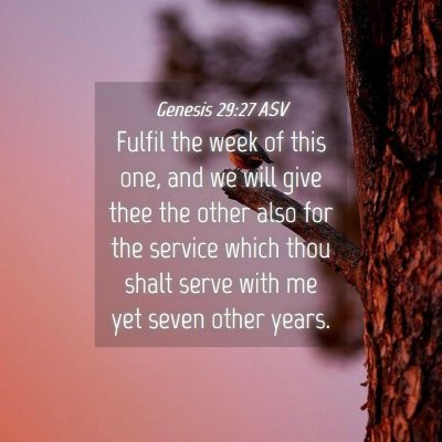 Picture 04 - Genesis 29:27 ASV - Fulfil the week of this one, and we will give - Bible Verse Picture