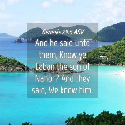 Picture 04 - Genesis 29:5 ASV - And he said unto them, Know ye Laban the son of - Bible Verse Picture