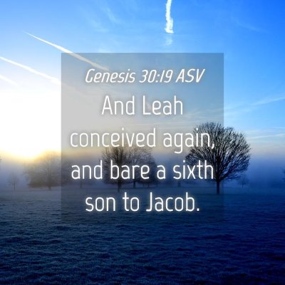 Picture 04 - Genesis 30:19 ASV - And Leah conceived again, and bare a sixth son to - Bible Verse Picture