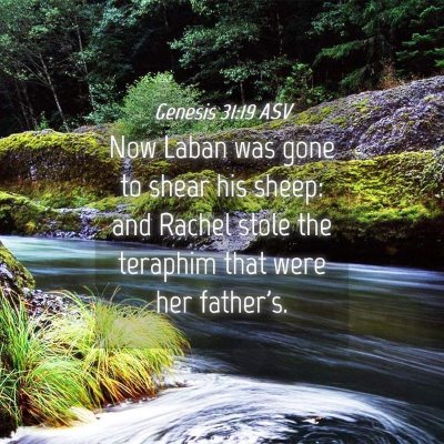 Picture 04 - Genesis 31:19 ASV - Now Laban was gone to shear his sheep: and Rachel - Bible Verse Picture