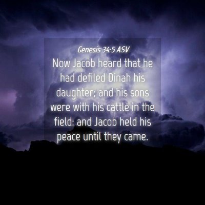 Picture 04 - Genesis 34:5 ASV - Now Jacob heard that he had defiled Dinah his - Bible Verse Picture