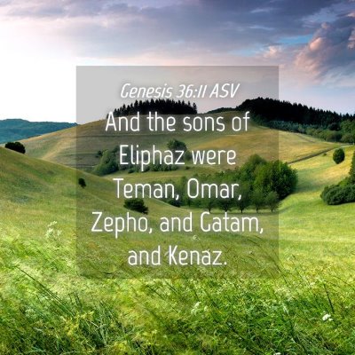 Picture 04 - Genesis 36:11 ASV - And the sons of Eliphaz were Teman, Omar, Zepho, - Bible Verse Picture