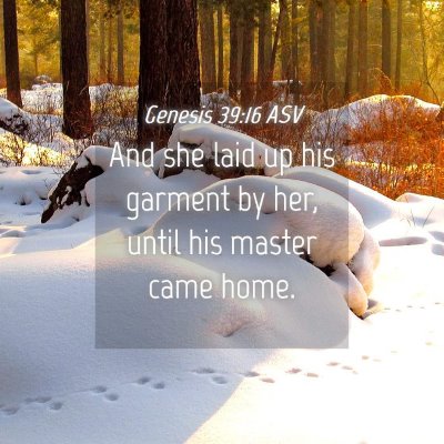 Picture 04 - Genesis 39:16 ASV - And she laid up his garment by her, until his - Bible Verse Picture