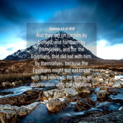Picture 04 - Genesis 43:32 ASV - And they set on for him by himself, and for them - Bible Verse Picture