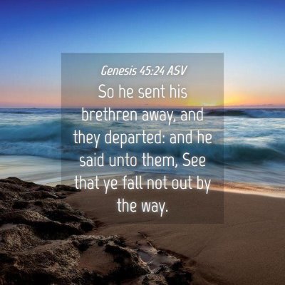 Picture 04 - Genesis 45:24 ASV - So he sent his brethren away, and they departed: - Bible Verse Picture