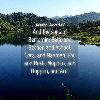 Picture 04 - Genesis 46:21 ASV - And the sons of Benjamin: Bela, and Becher, and - Bible Verse Picture