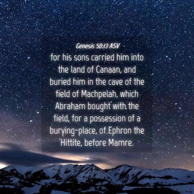 Picture 04 - Genesis 50:13 ASV - for his sons carried him into the land of Canaan, - Bible Verse Picture