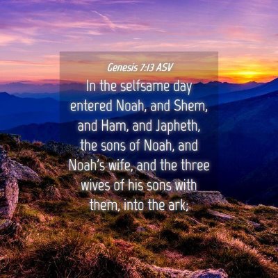 Picture 04 - Genesis 7:13 ASV - In the selfsame day entered Noah, and Shem, and - Bible Verse Picture