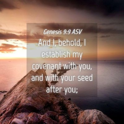 Picture 04 - Genesis 9:9 ASV - And I, behold, I establish my covenant with you, - Bible Verse Picture