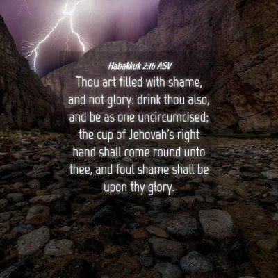 Picture 04 - Habakkuk 2:16 ASV - Thou art filled with shame, and not glory: drink - Bible Verse Picture