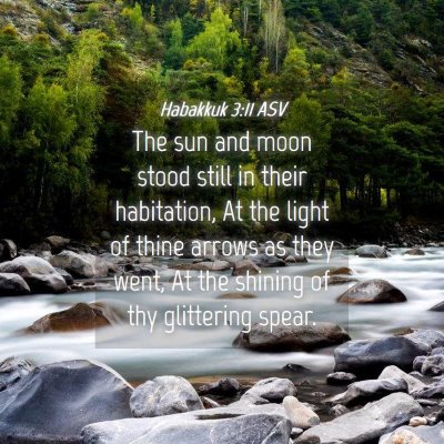 Picture 04 - Habakkuk 3:11 ASV - The sun and moon stood still in their habitation, - Bible Verse Picture