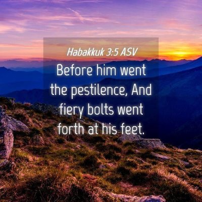 Picture 04 - Habakkuk 3:5 ASV - Before him went the pestilence, And fiery bolts - Bible Verse Picture