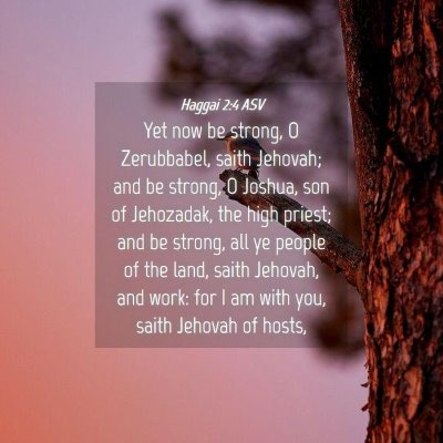 Picture 04 - Haggai 2:4 ASV - Yet now be strong, O Zerubbabel, saith Jehovah; - Bible Verse Picture