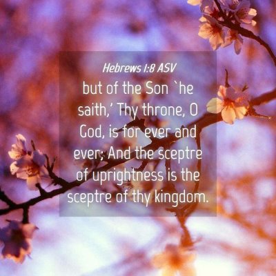 Picture 04 - Hebrews 1:8 ASV - but of the Son `he saith,' Thy throne, O God, is - Bible Verse Picture