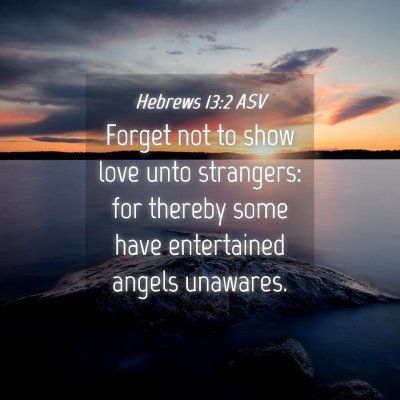 Picture 04 - Hebrews 13:2 ASV - Forget not to show love unto strangers: for - Bible Verse Picture