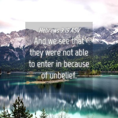 Picture 04 - Hebrews 3:19 ASV - And we see that they were not able to enter in - Bible Verse Picture