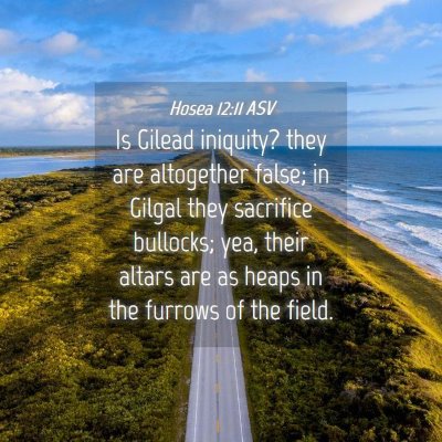 Picture 04 - Hosea 12:11 ASV - Is Gilead iniquity? they are altogether false; in - Bible Verse Picture