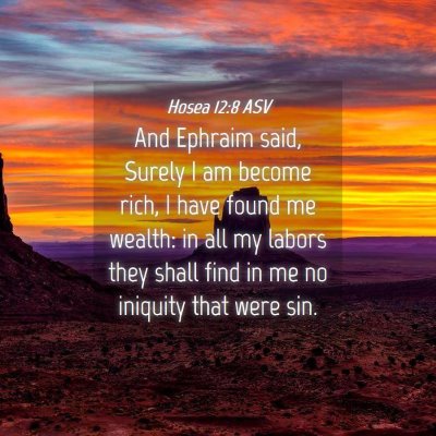 Picture 04 - Hosea 12:8 ASV - And Ephraim said, Surely I am become rich, I have - Bible Verse Picture