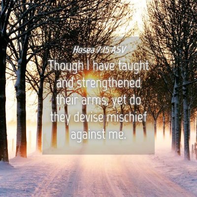 Picture 04 - Hosea 7:15 ASV - Though I have taught and strengthened their arms, - Bible Verse Picture