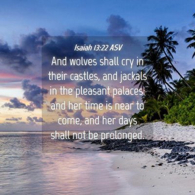 Picture 04 - Isaiah 13:22 ASV - And wolves shall cry in their castles, and - Bible Verse Picture