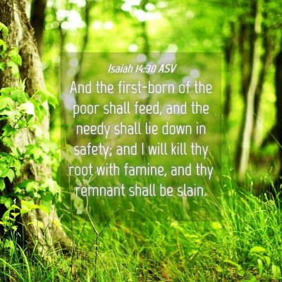 Picture 04 - Isaiah 14:30 ASV - And the first-born of the poor shall feed, and - Bible Verse Picture