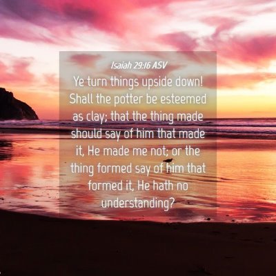 Picture 04 - Isaiah 29:16 ASV - Ye turn things upside down! Shall the potter be - Bible Verse Picture