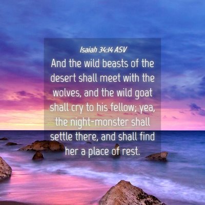 Picture 04 - Isaiah 34:14 ASV - And the wild beasts of the desert shall meet with - Bible Verse Picture