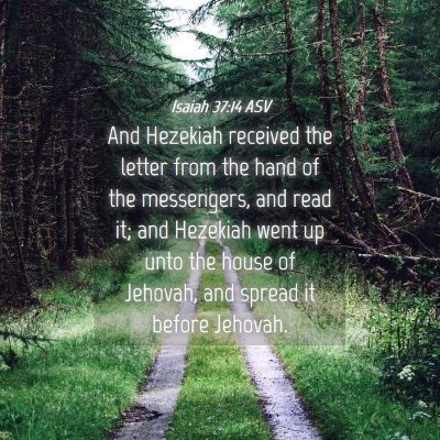 Picture 04 - Isaiah 37:14 ASV - And Hezekiah received the letter from the hand of - Bible Verse Picture