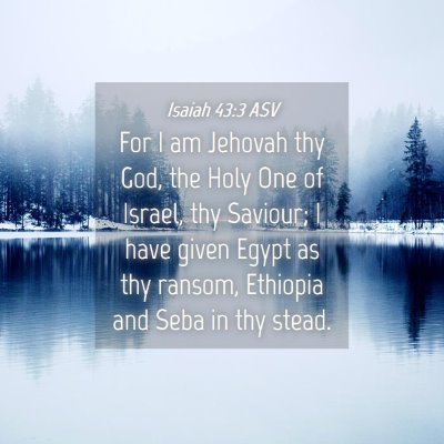 Picture 04 - Isaiah 43:3 ASV - For I am Jehovah thy God, the Holy One of Israel, - Bible Verse Picture