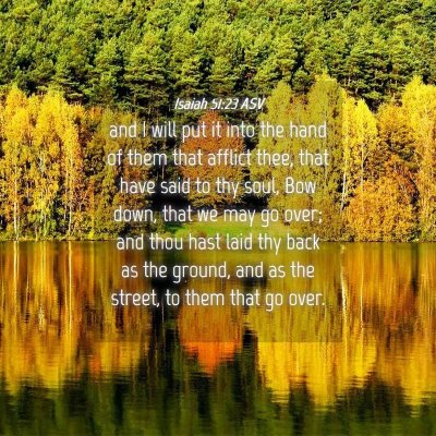 Picture 04 - Isaiah 51:23 ASV - and I will put it into the hand of them that - Bible Verse Picture