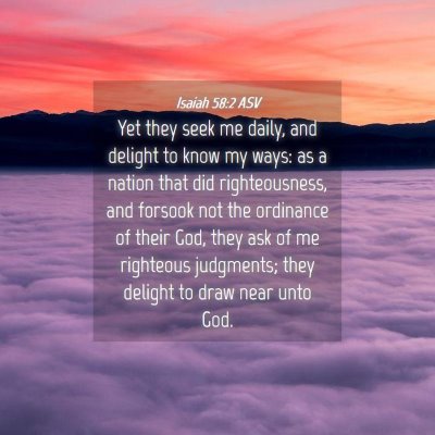 Picture 04 - Isaiah 58:2 ASV - Yet they seek me daily, and delight to know my - Bible Verse Picture