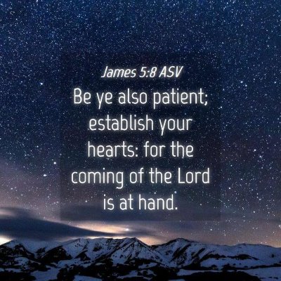 Picture 04 - James 5:8 ASV - Be ye also patient; establish your hearts: for - Bible Verse Picture